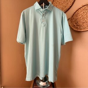 Stitch Golf Short Sleeve Polo Shirt Teal Stripes Size Medium